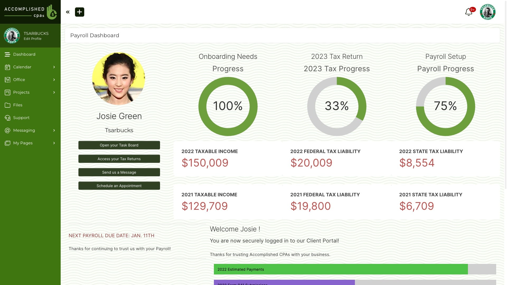 SuiteDash client portal interface in 2026